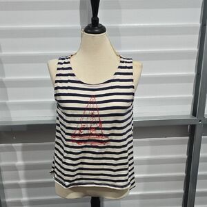 High Fifth White‎ and Blue Sleeveless Boxy Tank Top Size XL
